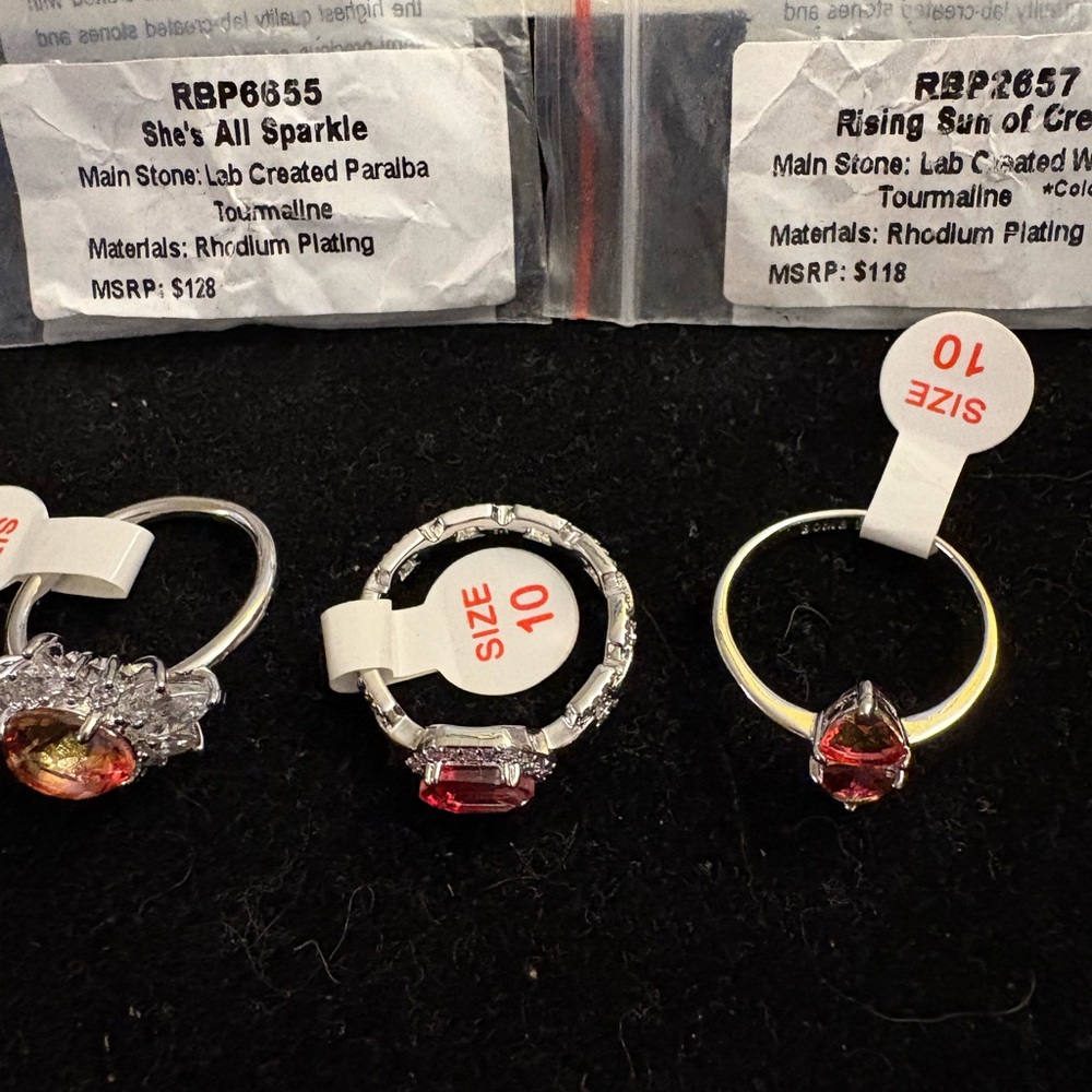 Silver and Red Gemstone Rings